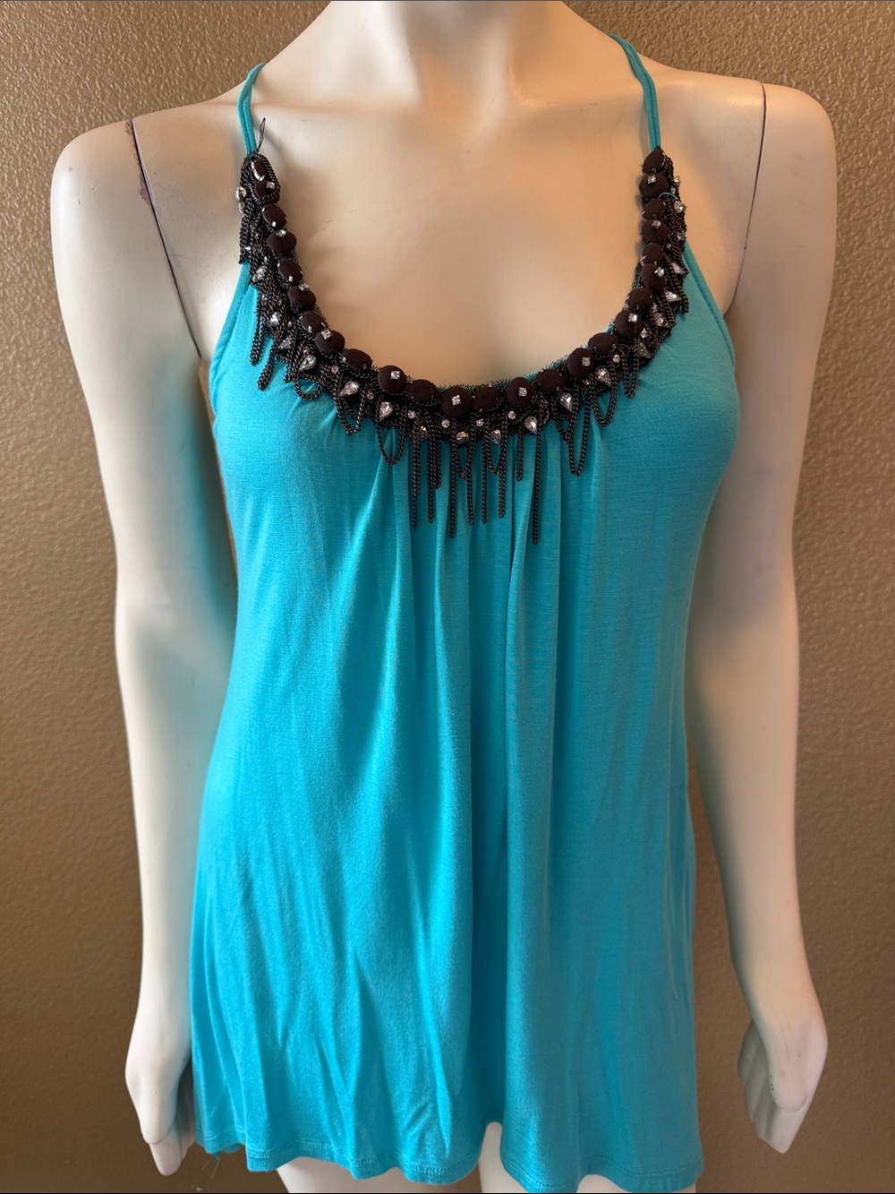 Soul Revival Turquoise Beaded Neckline Camisole